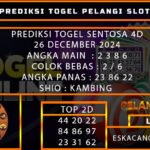 PREDIKSI TOGEL SENTOSA4D 26/DESEMBER/2024
