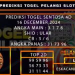 PREDIKSI TOGEL SENTOSA4D 16/DESEMBER/2024