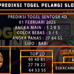 PREDIKSI TOGEL SENTOSA4D 01/FEBRUARI/2025