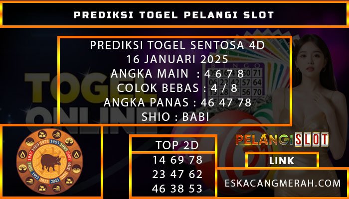 PREDIKSI TOGEL SENTOSA4D 16/JANUARI/2025