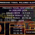 PREDIKSI TOGEL SENTOSA4D 04/JANUARI/2024
