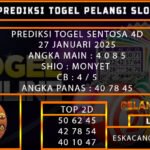 PREDIKSI TOGEL SENTOSA4D 27/JANUARI/2025