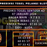 PREDIKSI TOGEL SENTOSA4D 07/JANUARI/2024