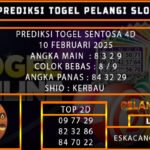 PREDIKSI TOGEL SENTOSA4D 10/FEBRUARI/2025