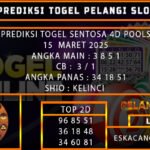 PREDIKSI TOGEL SENTOSA4D 15/MARET/2025