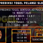 PREDIKSI TOGEL SENTOSA4D 16/MARET/2025