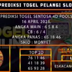 PREDIKSI TOGEL SENTOSA4D 16/APRIL/2025