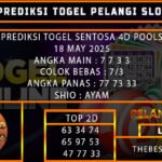 PREDIKSI TOGEL SENTOSA 4D POOLS 18 MEI 2025