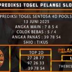PREDIKSI TOGEL SENTOSA 4D POOLS 13 JUNI 2025