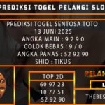 PREDIKSI TOGEL SENTOSA TOTO 13 JUNI 2025