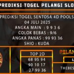 PREDIKSI TOGEL SENTOSA 4D POOLS 04 JULI 2025