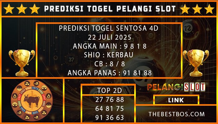 PREDIKSI TOGEL SENTOSA 4D 22 JULI 2025