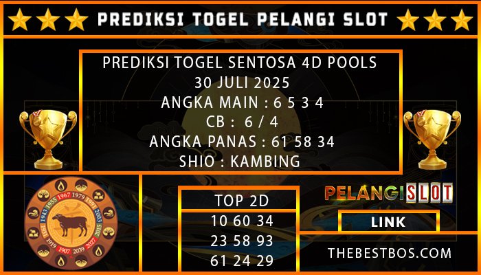 PREDIKSI TOGEL SENTOSA 4D POOLS 30 JULI 2025