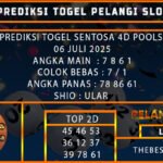 PREDIKSI TOGEL SENTOSA 4D POOLS 06 JULI 2025