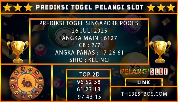 PREDIKSI TOGEL SINGAPORE POOLS 26 JULI 2025