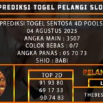 PREDIKSI TOGEL SENTOSA 4D POOLS 04 AGUSTUS 2025